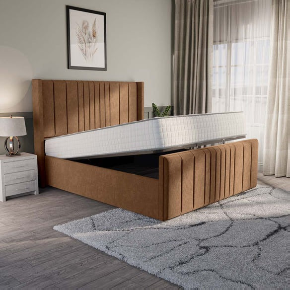 Cambridge Upholstered Ottoman Bed - Mink Naples