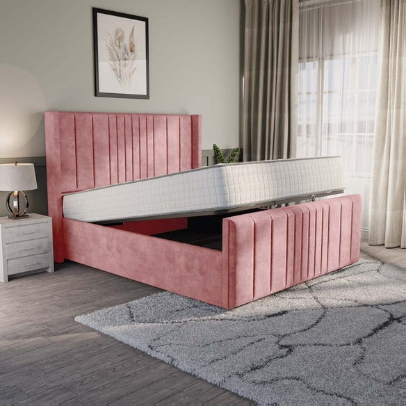 Cambridge Upholstered Ottoman Bed - Pink Coniston