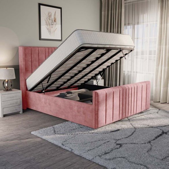 Cambridge Upholstered Ottoman Bed - Pink Coniston