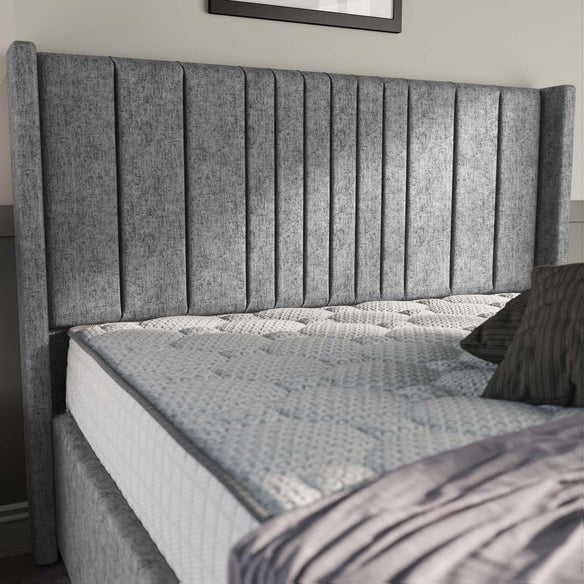 Cambridge Upholstered Ottoman Bed - Silver Chenille