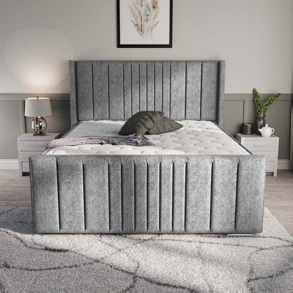 Cambridge Upholstered Ottoman Bed - Silver Chenille