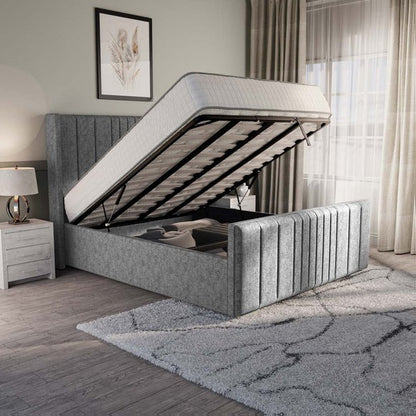 Cambridge Upholstered Ottoman Bed - Silver Chenille