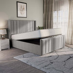 Cambridge Upholstered Ottoman Bed - Silver Linoso
