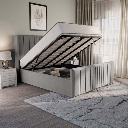 Cambridge Upholstered Ottoman Bed - Silver Linoso