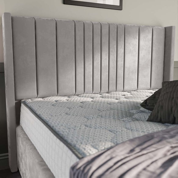 Cambridge Upholstered Ottoman Bed - Silver Plush Velvet