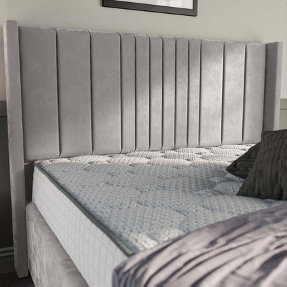 Cambridge Upholstered Ottoman Bed - Silver Plush Velvet