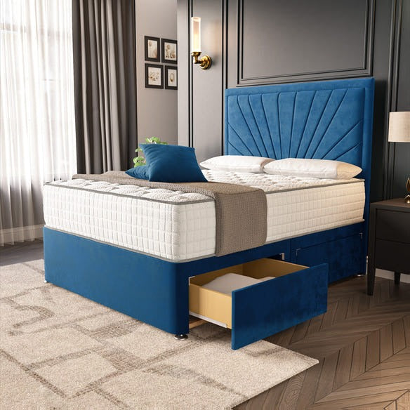 Casablanca Divan Bed - Blue Plush Velvet