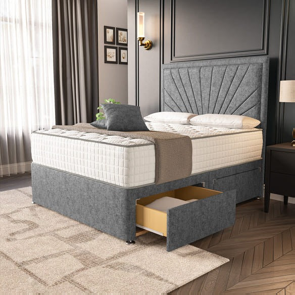 Casablanca Divan Bed - Silver Chenille