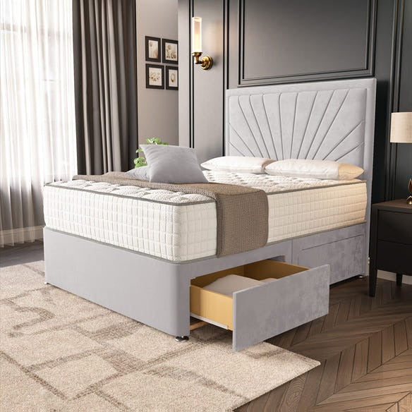 Casablanca Divan Bed - Silver Plush Velvet