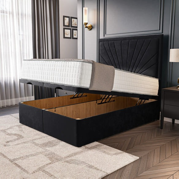 Casablanca Ottoman Divan Bed - Black Plush Velvet