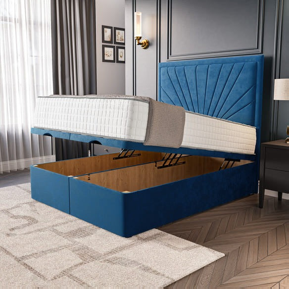Casablanca Ottoman Divan Bed - Blue Plush Velvet