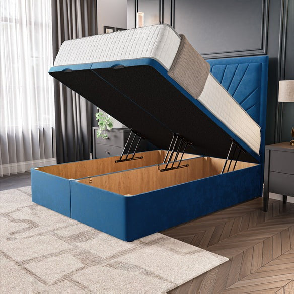 Casablanca Ottoman Divan Bed - Blue Plush Velvet