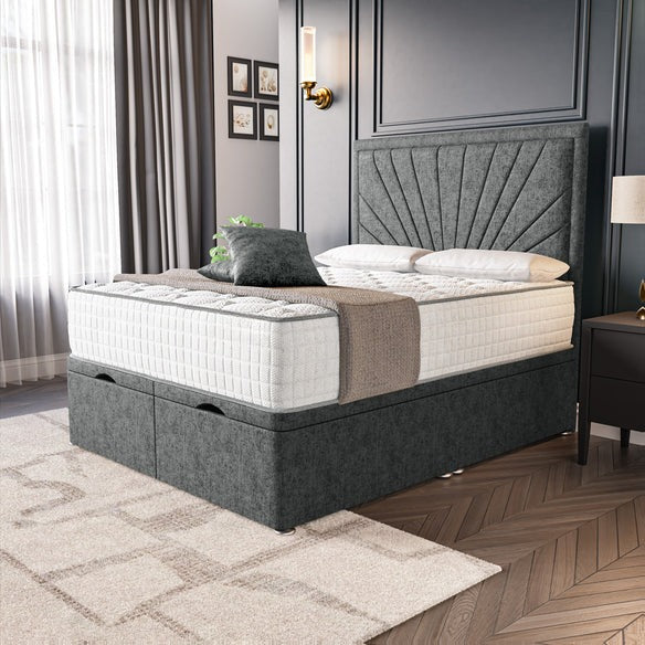 Casablanca Ottoman Divan Bed - Charcoal Chenille