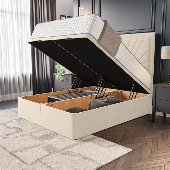 Casablanca Ottoman Divan Bed - Cream Plush Velvet