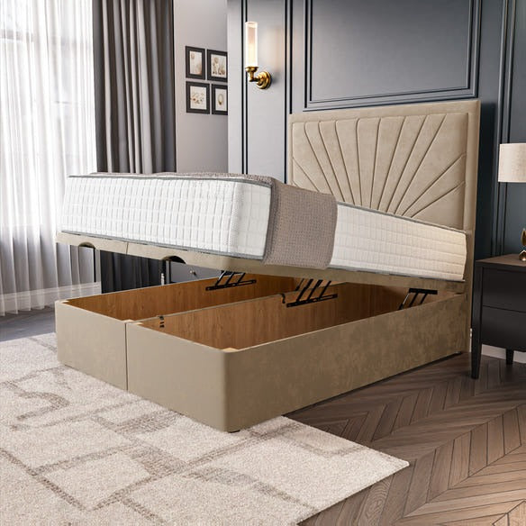 Casablanca Ottoman Divan Bed - Mink Plush Velvet