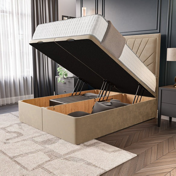 Casablanca Ottoman Divan Bed - Mink Plush Velvet