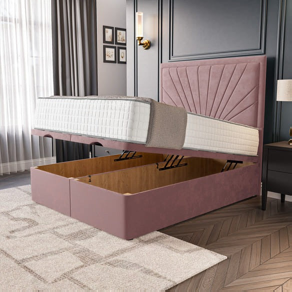 Casablanca Ottoman Divan Bed - Pink Plush Velvet