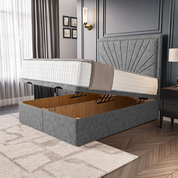 Casablanca Ottoman Divan Bed - Silver Chenille