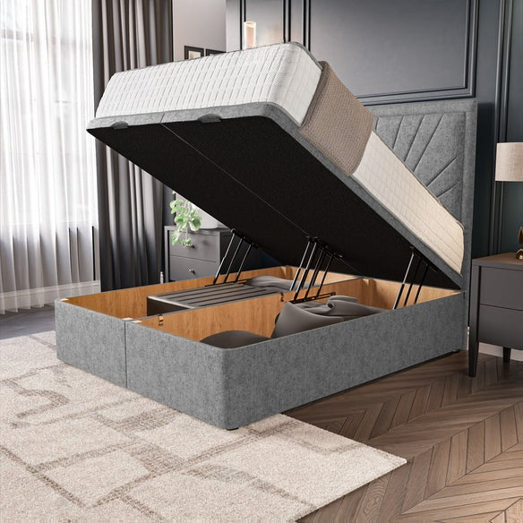 Casablanca Ottoman Divan Bed - Silver Chenille