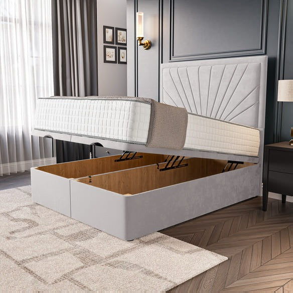 Casablanca Ottoman Divan Bed - Silver Plush Velvet