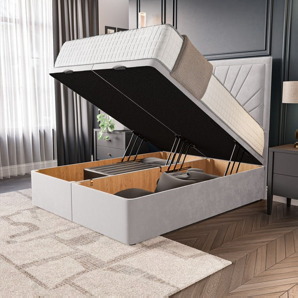 Casablanca Ottoman Divan Bed - Silver Plush Velvet