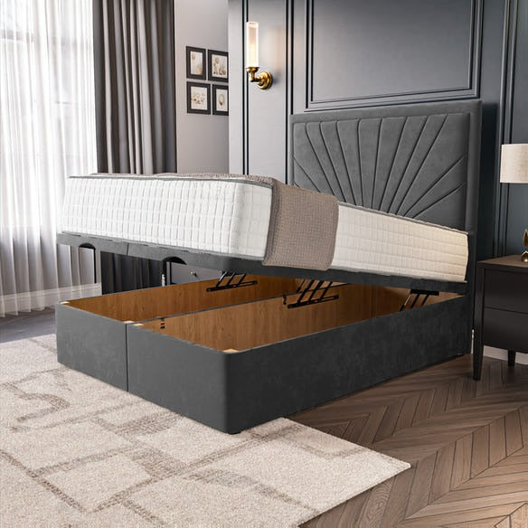 Casablanca Ottoman Divan Bed - Steel Plush Velvet