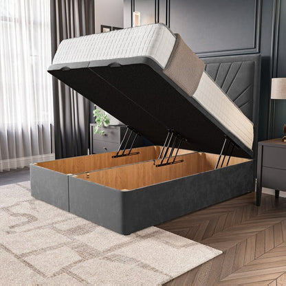 Casablanca Ottoman Divan Bed - Steel Plush Velvet