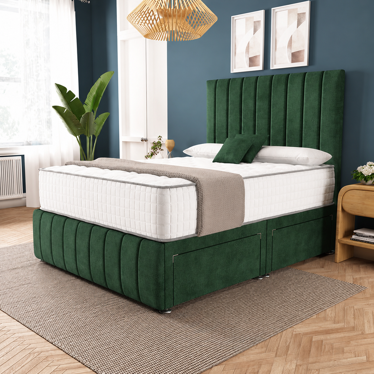 Sydney Divan Bed - Emerald Coniston