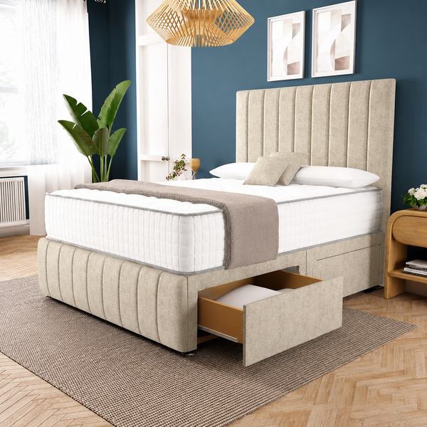 Sydney Divan Bed - Cream Chenille
