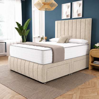 Sydney Divan Bed - Cream Chenille