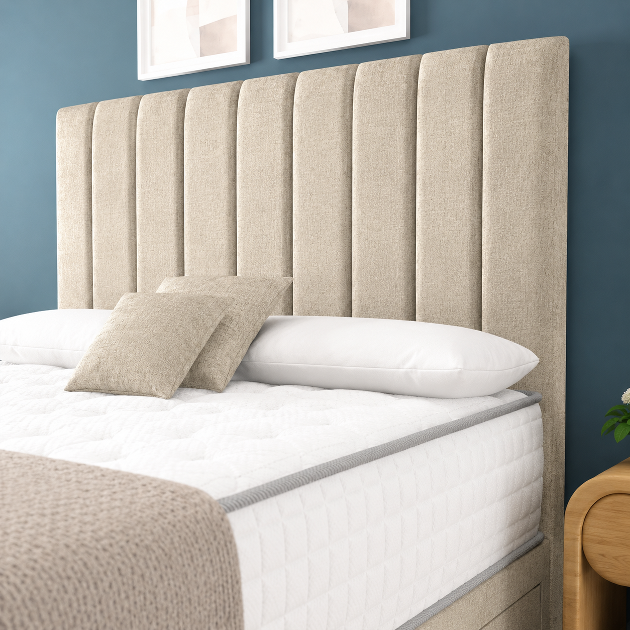 Sydney Divan Bed - Cream Chenille