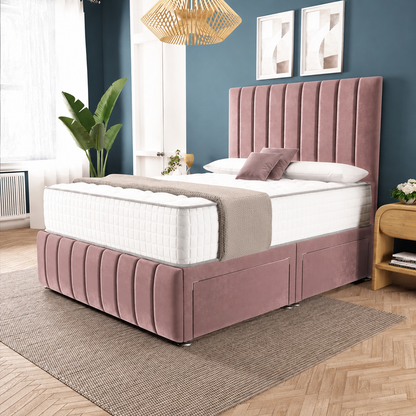 Sydney Divan Bed - Pink Plush Velvet