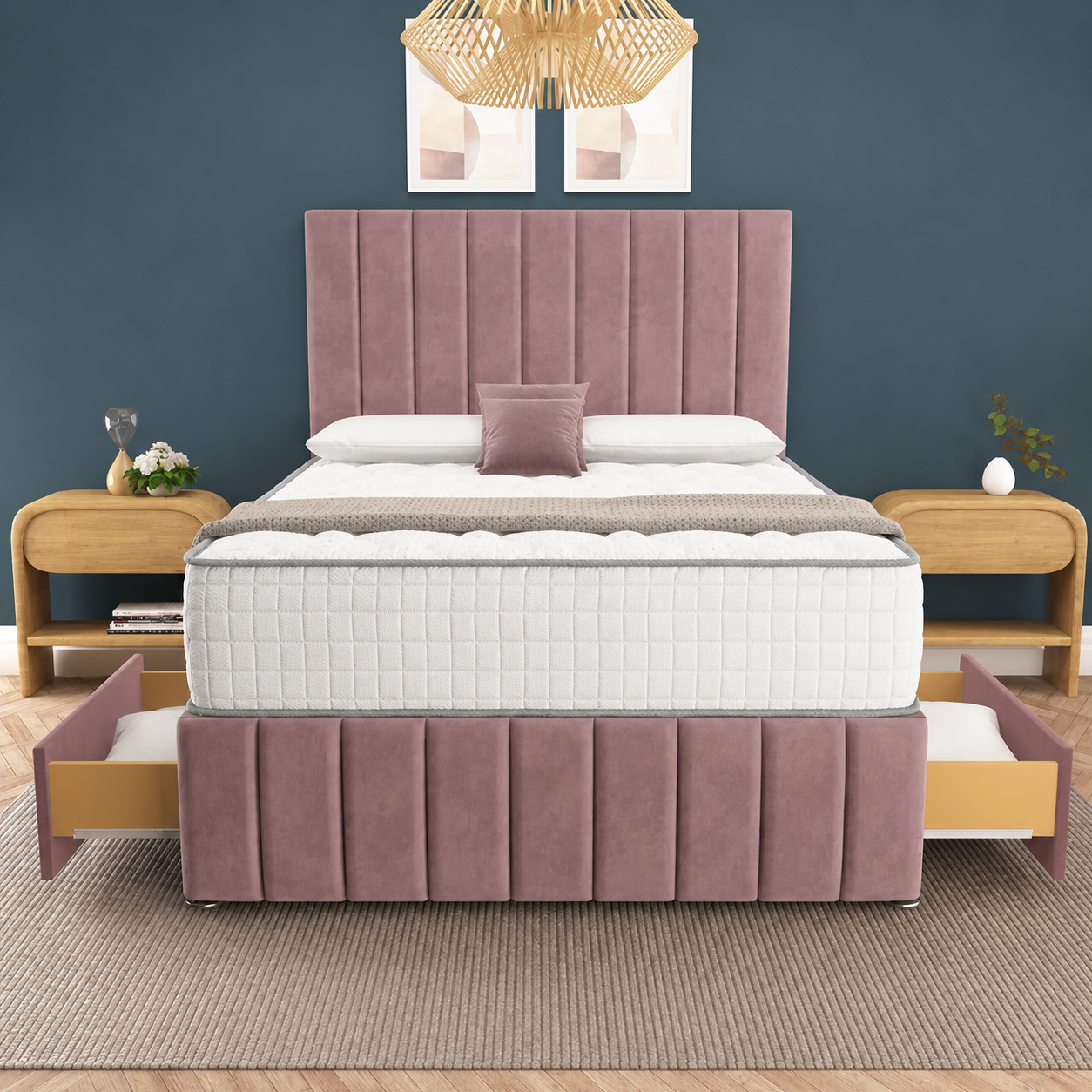 Sydney Divan Bed - Pink Plush Velvet