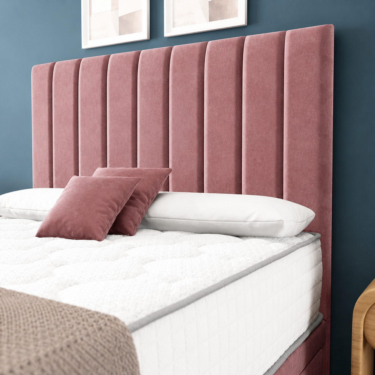 Sydney Divan Bed - Pink Plush Velvet