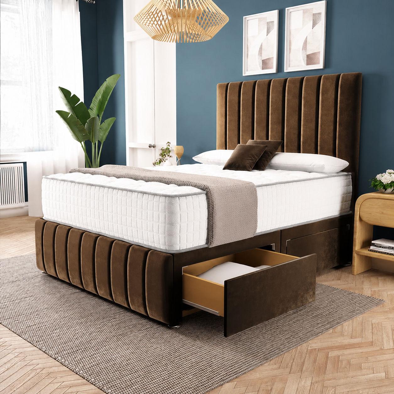Sydney Divan Bed - Mocca Plush Velvet