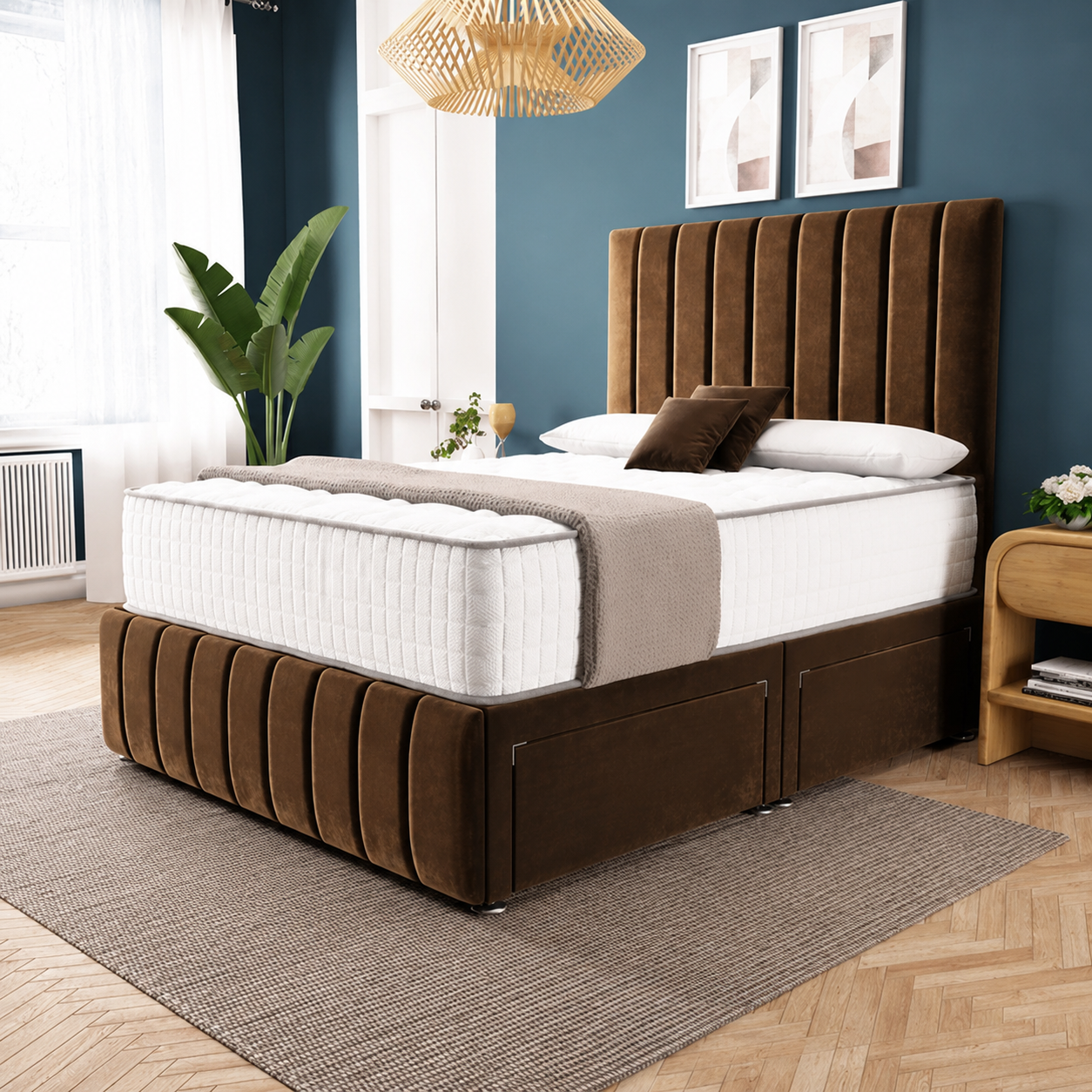 Sydney Divan Bed - Mocca Plush Velvet