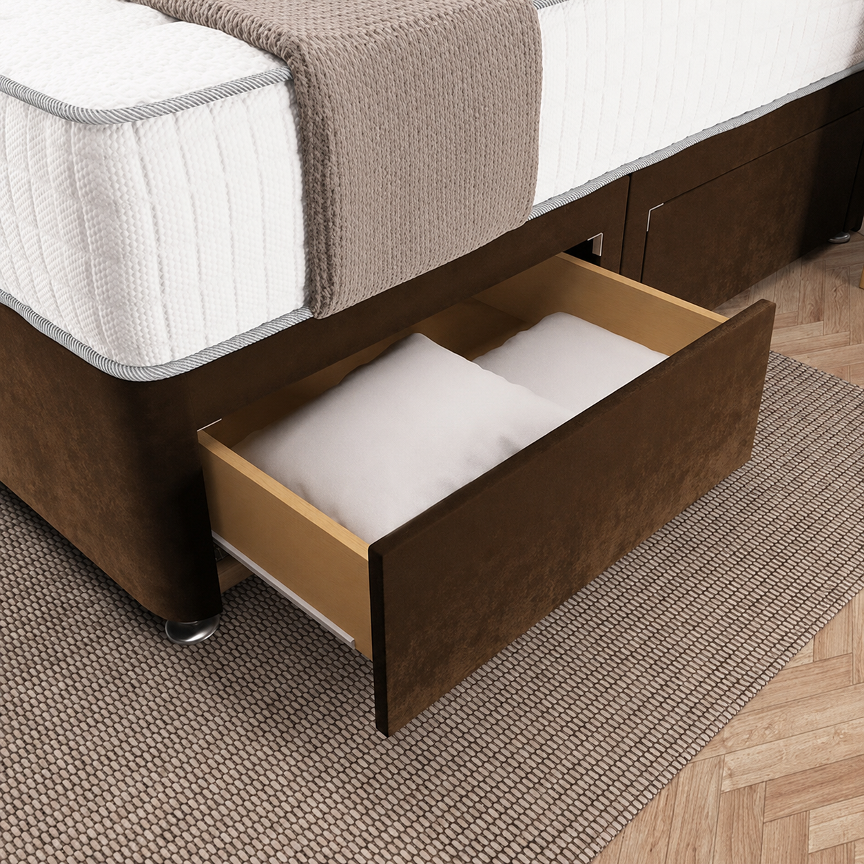Sydney Divan Bed - Mocca Plush Velvet