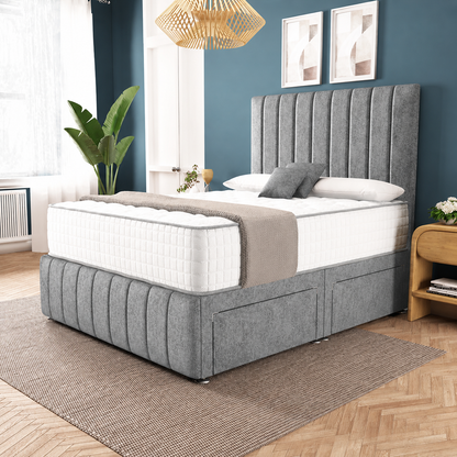 Sydney Divan Bed - Silver Chenille