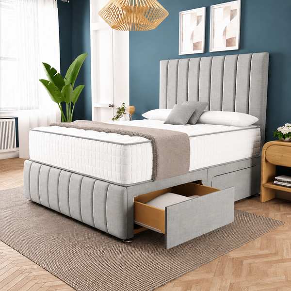Sydney Divan Bed - Silver Linoso
