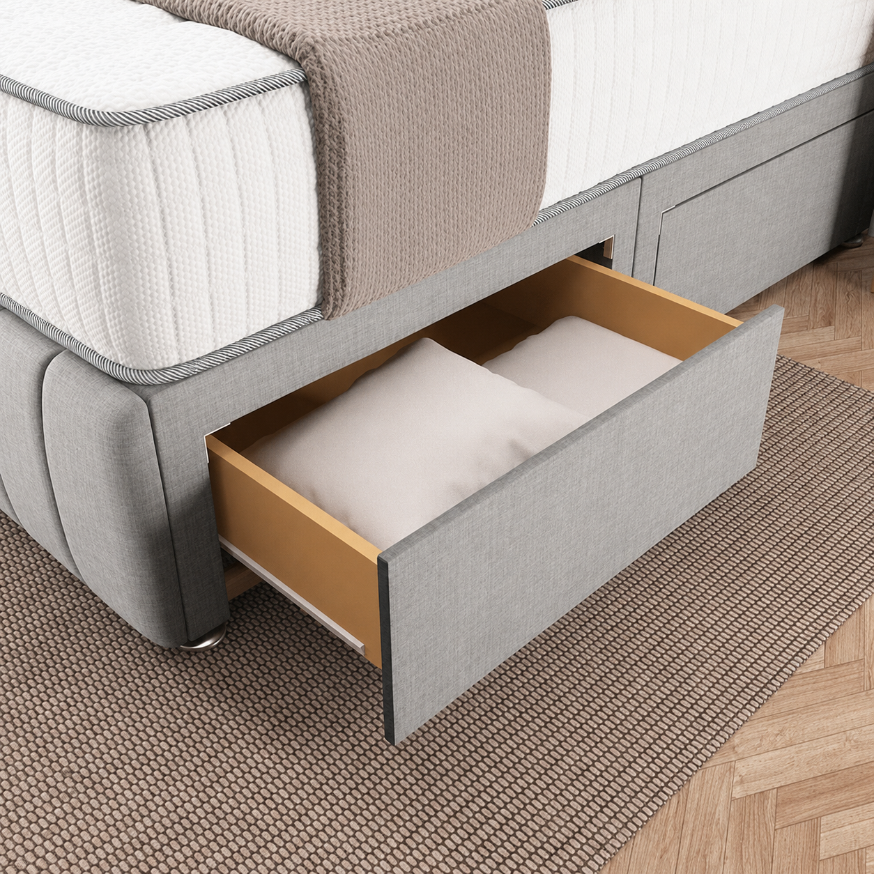 Sydney Divan Bed - Silver Linoso
