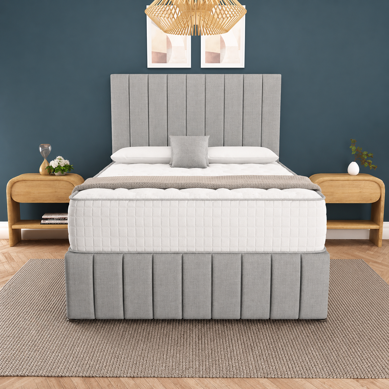 Sydney Divan Bed - Silver Linoso