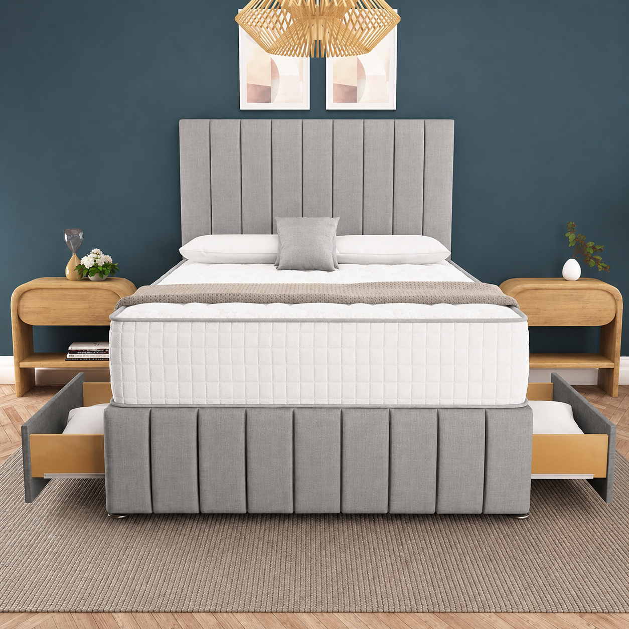 Sydney Divan Bed - Silver Linoso