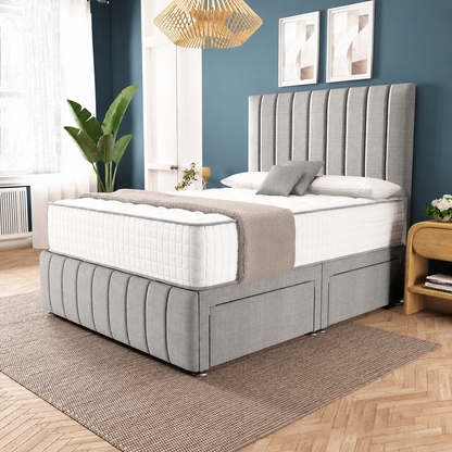 Sydney Divan Bed - Silver Linoso