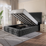 Ambassador Upholstered Ottoman Bed - Steel Plush Velvet
