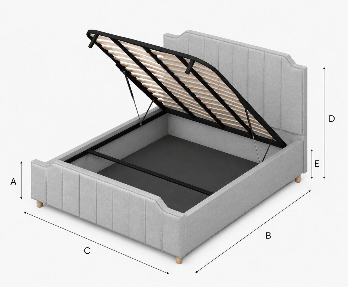 Washington Upholstered Ottoman Bed - Emerald Coniston dimensions