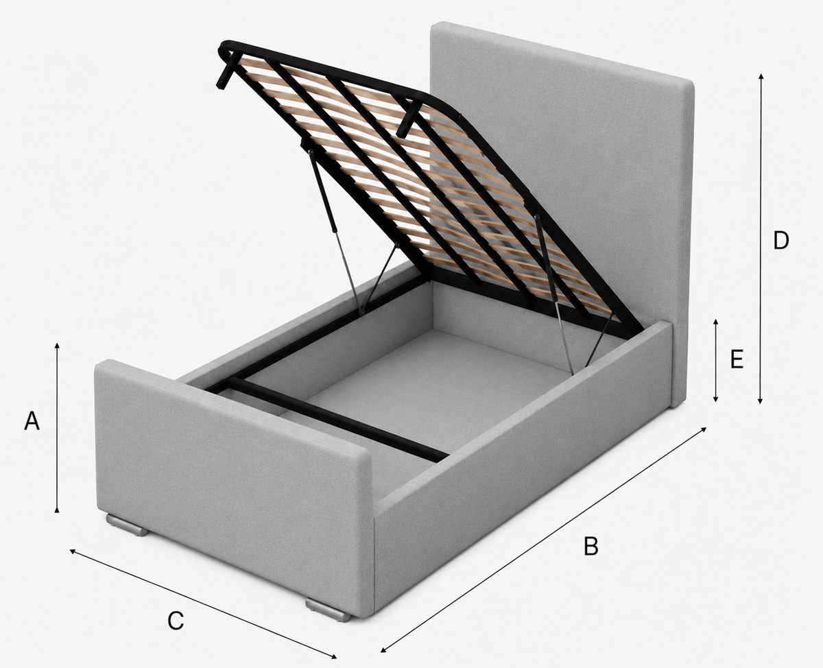 Lisbon Kids Upholstered Ottoman Bed - Emerald Coniston dimensions