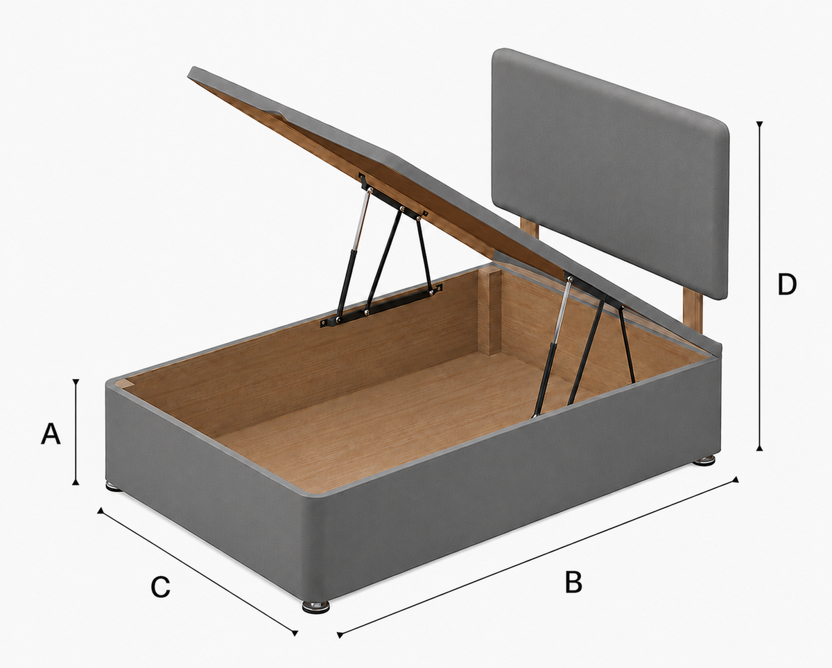 Sydney Kids Ottoman Divan Bed - Emerald Coniston dimensions
