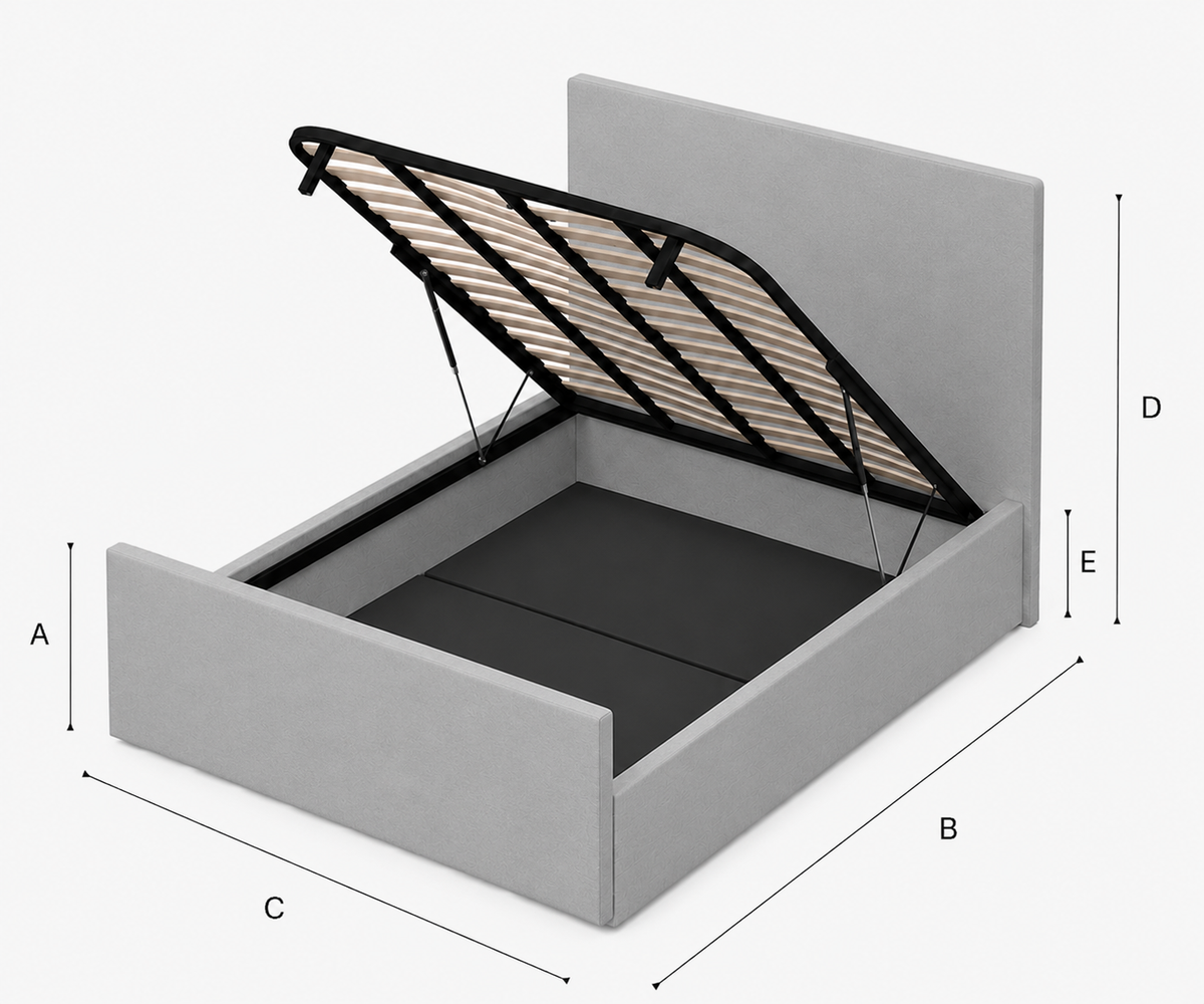 Hamilton Upholstered Ottoman Bed - Emerald Coniston dimensions