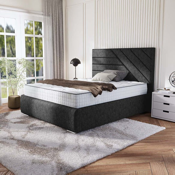 Chicago Upholstered Bed - Black Chenille