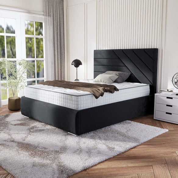 Chicago Upholstered Bed - Black Plush Velvet